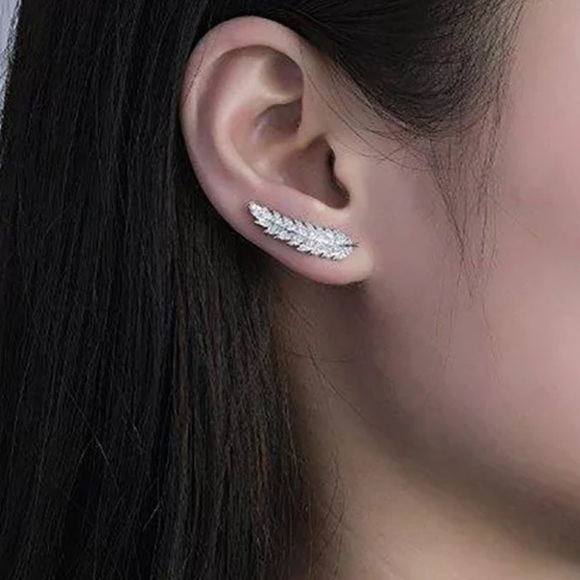 NEW STERLING SILVER LEAF EARRINGS - Picture 4 of 4